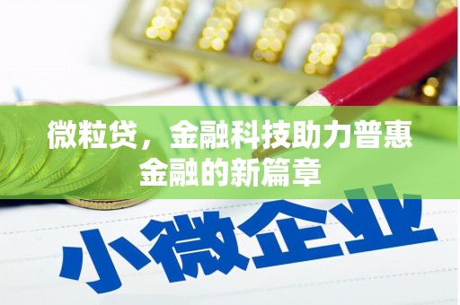 马山微粒贷，金融科技助力普惠金融的新篇章
