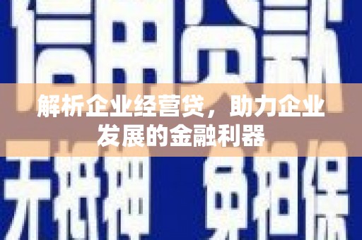 马山解析企业经营贷，助力企业发展的金融利器