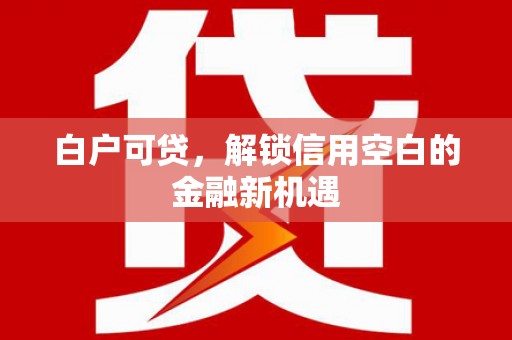 马山白户可贷，解锁信用空白的金融新机遇
