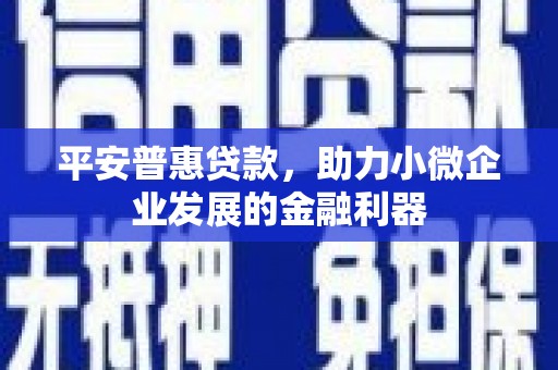 马山平安普惠贷款，助力小微企业发展的金融利器