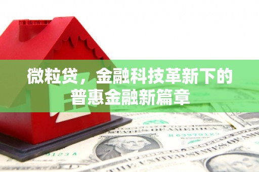 马山微粒贷，金融科技革新下的普惠金融新篇章
