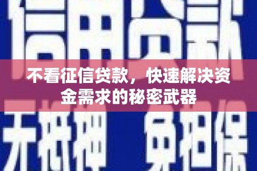 马山不看征信贷款，快速解决资金需求的秘密武器